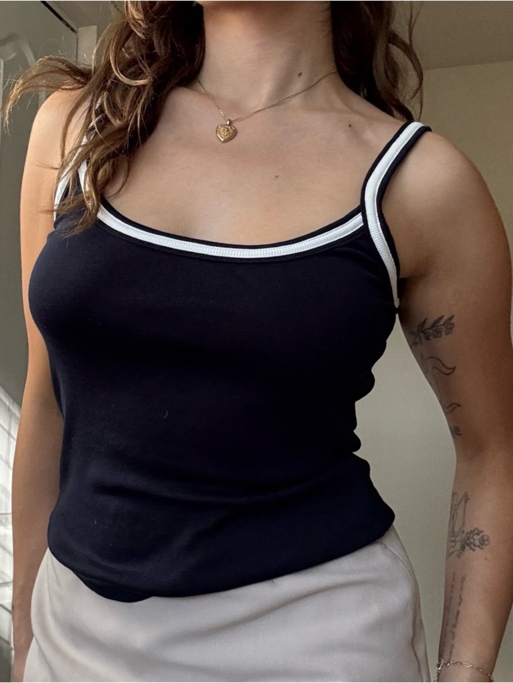 Classic blue Ribbed Tank with White Trim